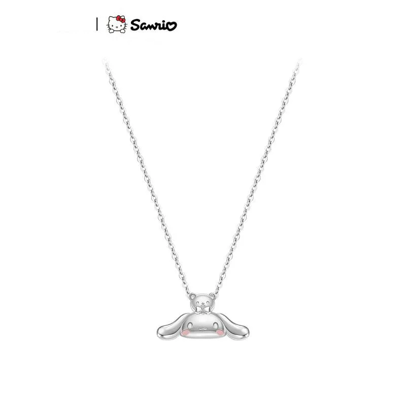 Sanrioed Cartoon Cinnamoroll Kawaii Necklace Girl Heart Ins Sterling Silver Summer Light Luxury Collarbone Chain Jewelry Gifts