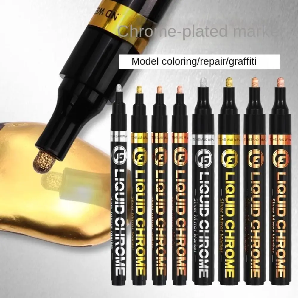 

1/2/3MM Chrome Mirror Marker Pen Effective Gold Silver Graffiti Model Painting Touch Up Marker Model