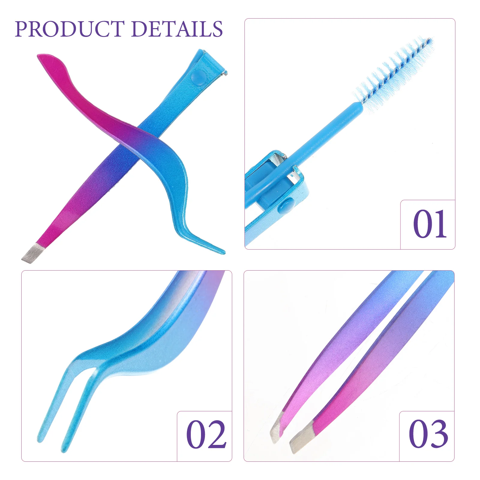 

Eyebrow Tweezer Precision Tool for Trimming Eyebrows Facial Hair Removal Professional Use Gradient Double End Eyebrow