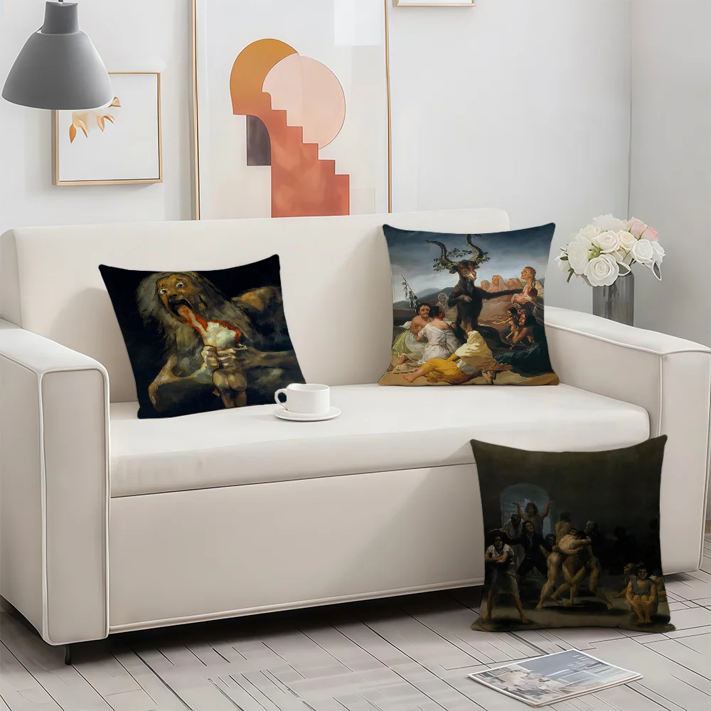 F-Francisco G-Goya Spain Art cushion cover Birthday Anniversary Gifts Double Sided Printed Zipper Cushion Cover Soft Skin