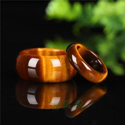 Natural  Tiger Eye Stone 6-12 Size Ring Chinese Jadeite Amulet Fashion Charm Jewelry Hand Carved Crafts Gifts for Women Men