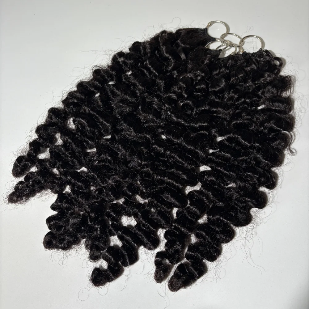 ريشة لحمات الشعر 15A البورمية مجعد Knotless الكروشيه قبل فصل ريشة وصلات شعر 100% شعر بشري حقيقي نسج للنساء