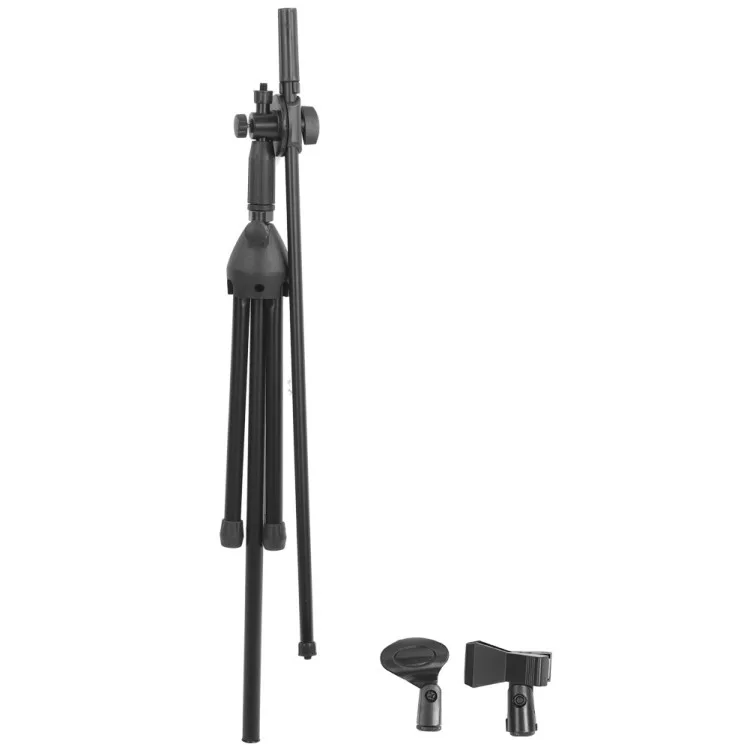 

Tripod Microphone Stand Multifunctional Adjustable Black Metal Floor Standing for Performance