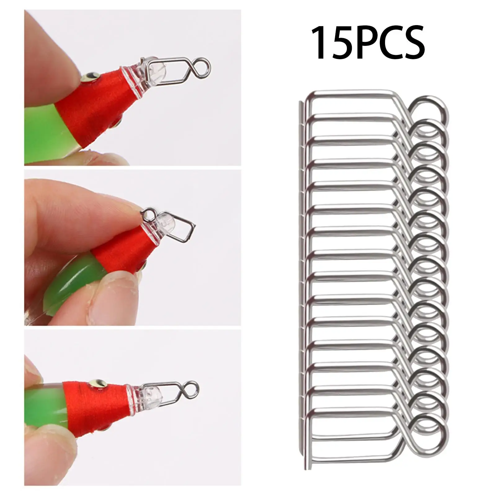 15Pcs Fishing Snaps Fast Lock Clips Multifunction Lightweight Portable Lures Hooks Clips Fishing Gear for Fishing Accessories