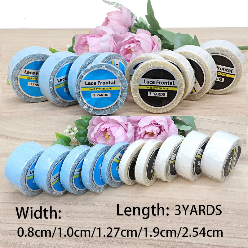 3 Yards Tape For Tape In Hair Extensions Toupee Hairpieces Double Sided Hair Extension Tapes White Blue Lace Front Wig Tape