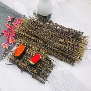 Prato de sushi de bambu vintage cerca de bambu japonês coreano placa de cerca cozinha barcos de sushi bambu criativo requintado sushi ferramentas 8 principais vendas barco de sushi madeira - №8