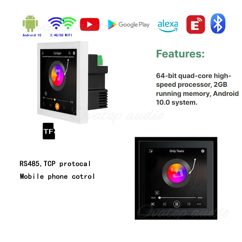 H64 4 pulgadas Android 10,0 sistema Mini amplificador de Audio de fondo WIFI Bluetooth 2*15W estéreo Home Theater en amplificador de pared