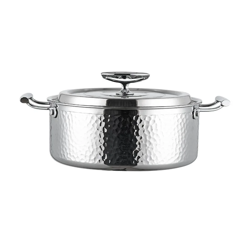 

Japanese hammer pattern mandarin duck pot 304 stainless steel household three-layer bottom grid non-flavored hot pot