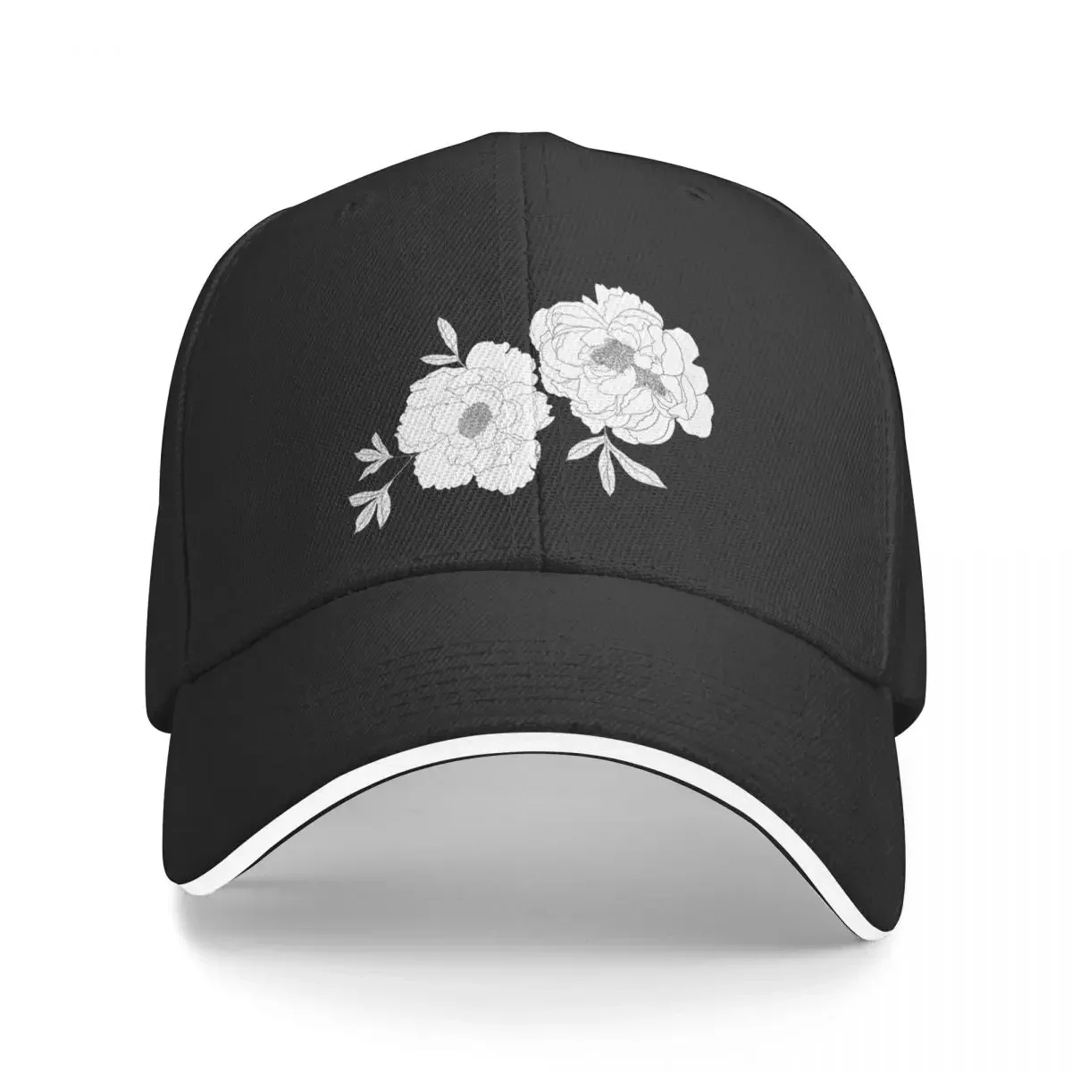 Peony Pattern - Flower Line Art Baseball Cap hard hat party Hat Ladies Men's