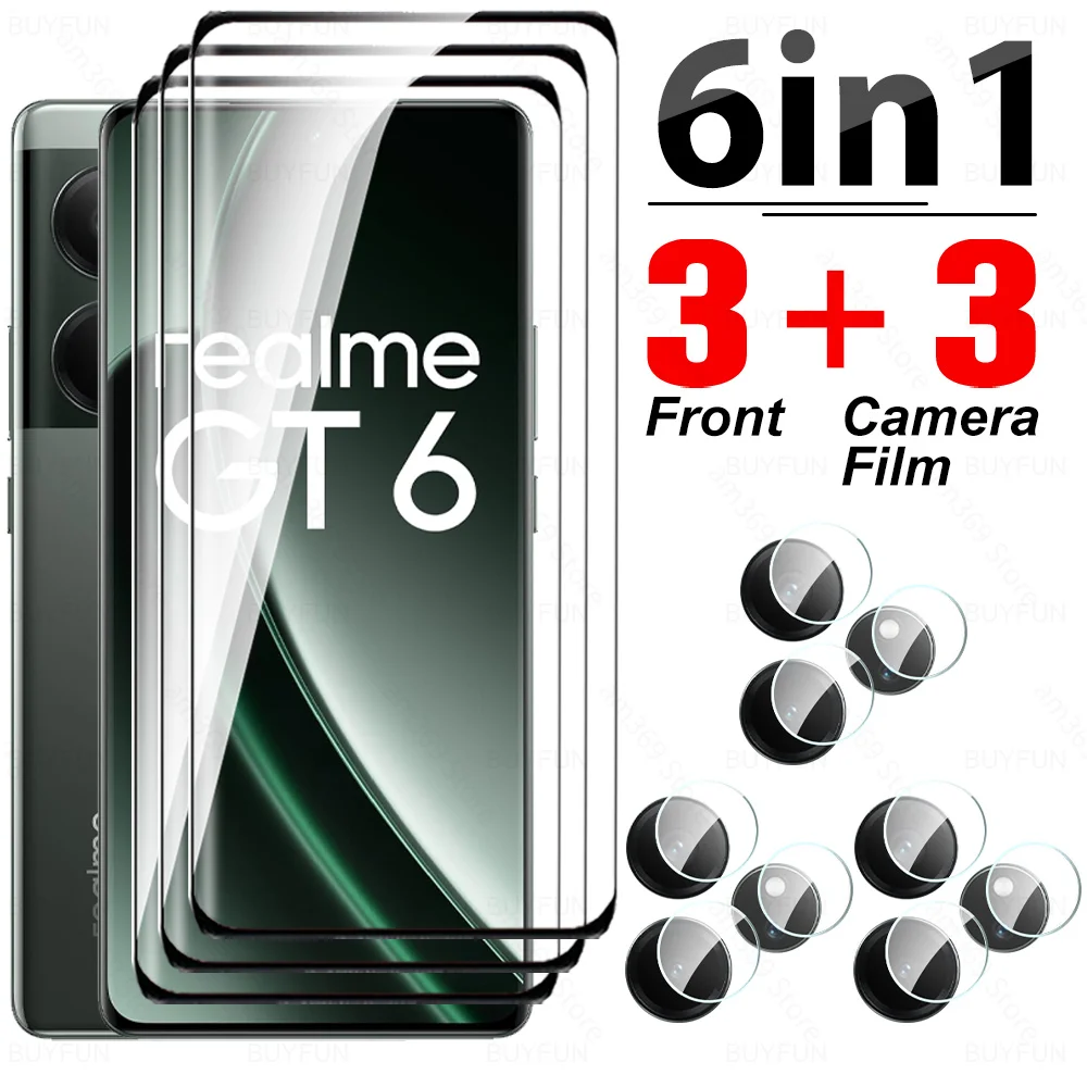 

Изогнутое стекло 6To1 для Realme GT 6, закаленное стекло RealmeGT 6 T Realmy Neo6 Neo 6 SE GT6 T Neo6SE, Защита экрана для объектива фотокамеры