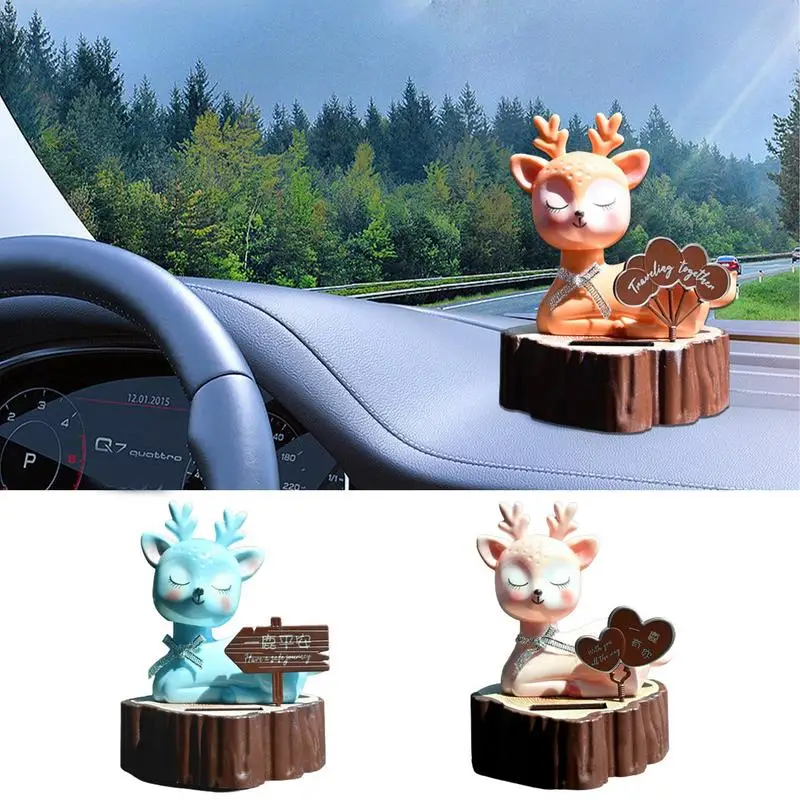 Solar Dancing Elk Swinging Solar Powered Car Ornaments Animated Deer Dancer Elk Automotive Interior dashboard Decoration