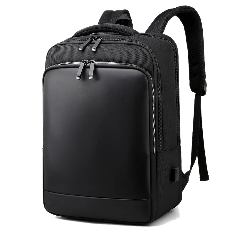 Mens Business Backpack USB Charging Waterproof Male 15.6inch Laptop Bags PU Leather Multifunctional Backpacks