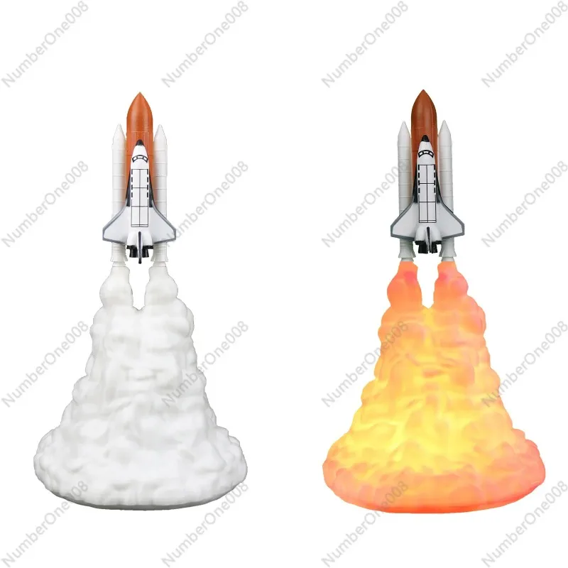 

Ночник 3D-печатный в виде ракеты, креативный светильник для дома, USB-перезаряжаемая прикроватная лампа, космический шаттл