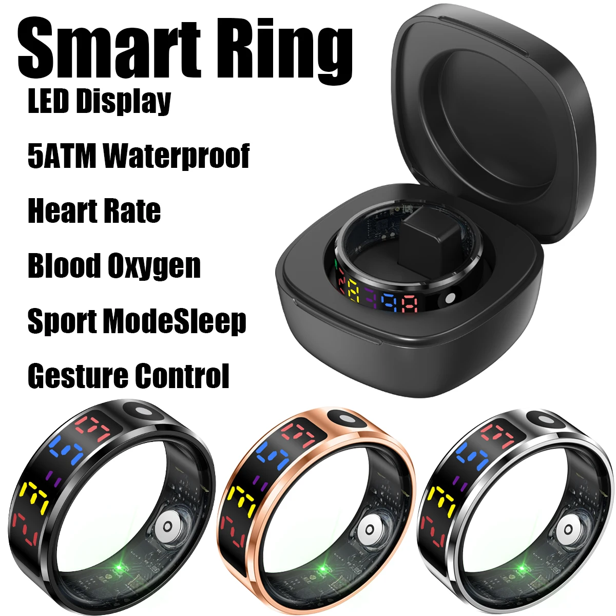 

New For Xiaomi Smart Ring Multi-motion Mode Man Woman 5ATM&IP68 Waterproof Heart rate Blood Pressure Blood Oxygen Sleep Health