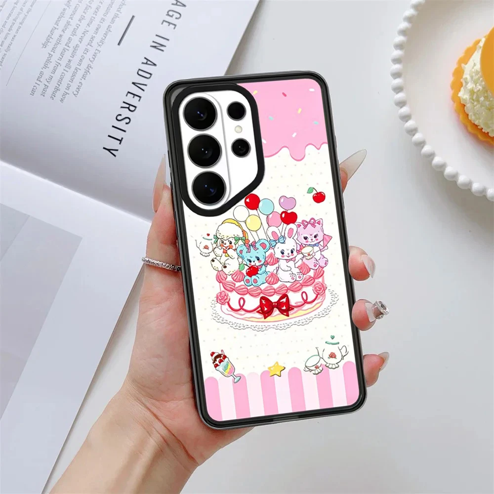 Cartoon Animal Cake Acrylic Case for Samsung Galaxy S26 S25 S24 S23 Ultra S26U S24+ S25+ S26 Plus Protective Case