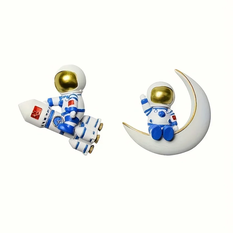 2pcs Astronaut Creative Magnetic Three-dimensional Astronaut Magnetic Spaceman Personalised Resin Fridge Stickers Decorations