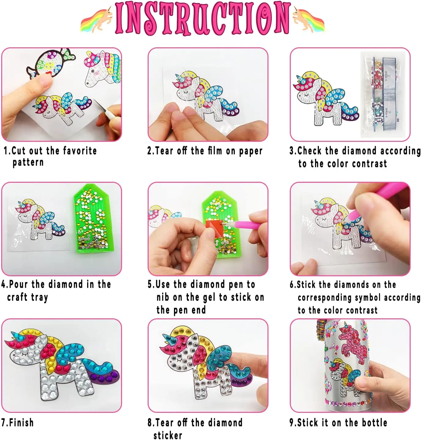 Decorate Your Own Water Bottle Kits for Girl Age 5-6-8-10,Unicorn Painting Craft,Fun Art and Craft Gift Toy for Girl Birthday