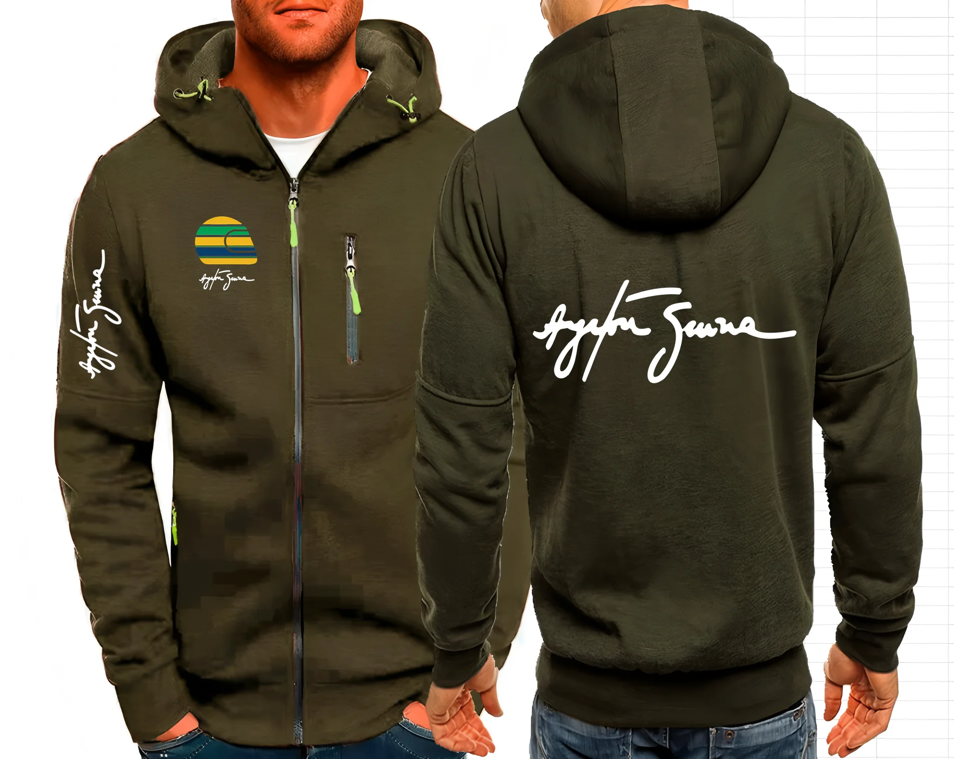 2025 Hero Ayrton Senna Racer F1 Mens Jackets Hooded Coats Casual Zipper Sweatshirts Male Men Sweatshirt Outerwear Hoodies Jacket view 6