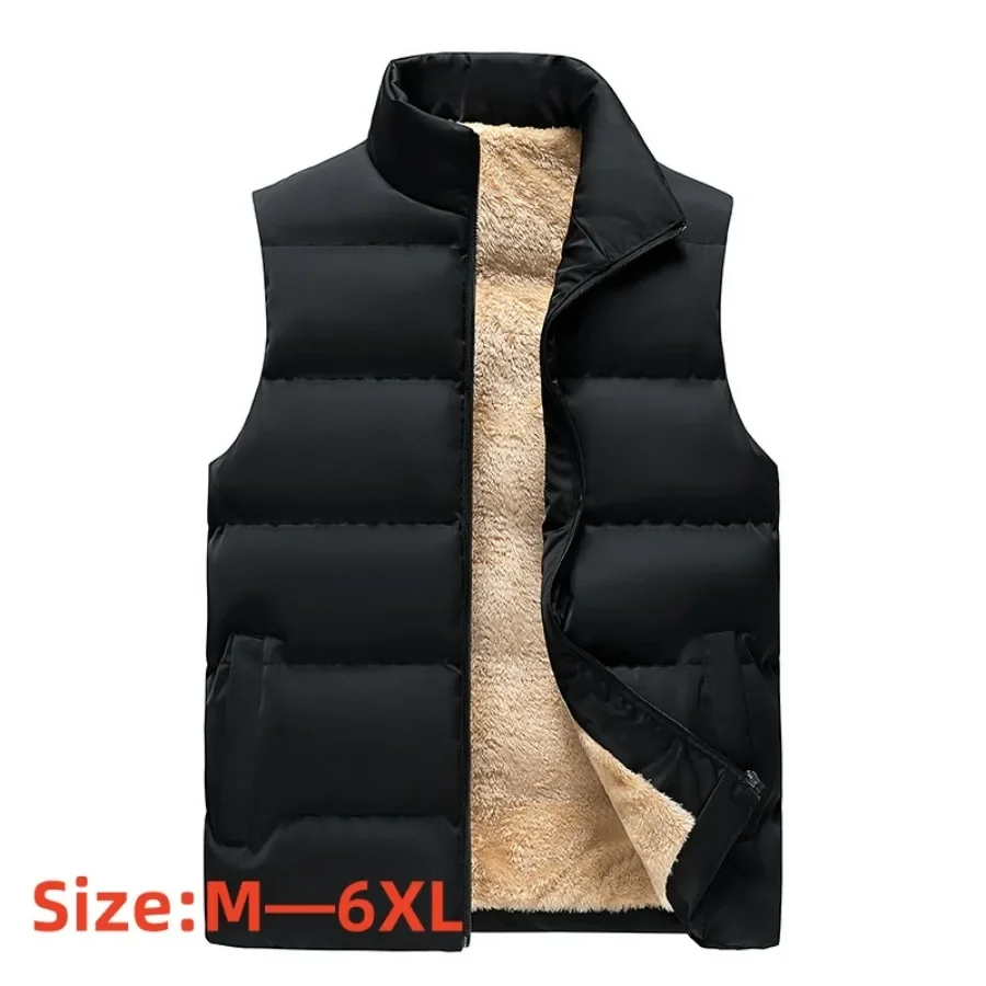 2024 Men's Lambswool Stuffing Cotton Down Jackets Vest Autumn Winter Thicken Warm Coat Sleeveless Jacket Vest Zipper Down Coats