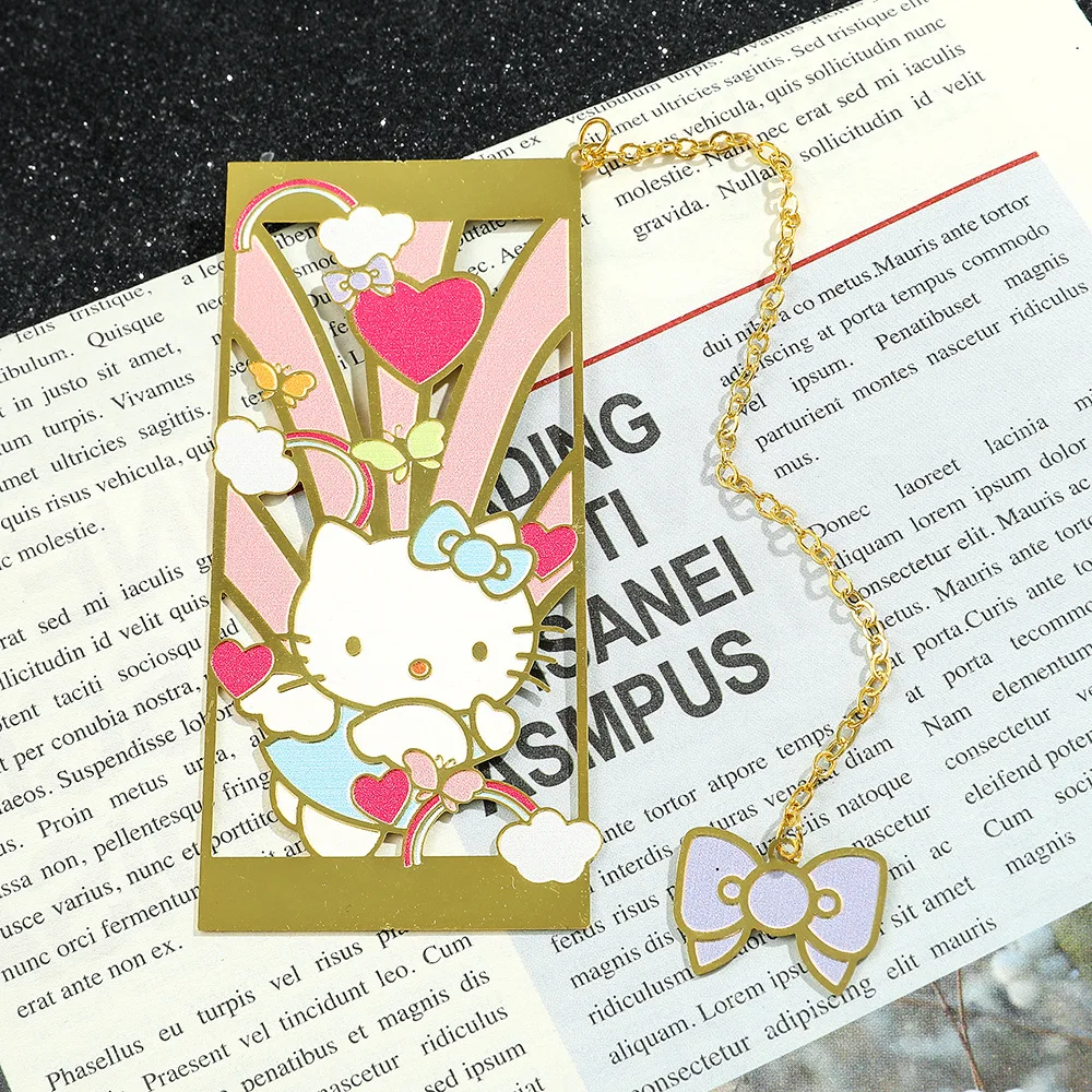 Cartoon Hollow Metal Bookmark HelloKitty Cinnamoroll Kuromi Cartoon Stationery Bookmark Page Marker Tools for Students Teachers