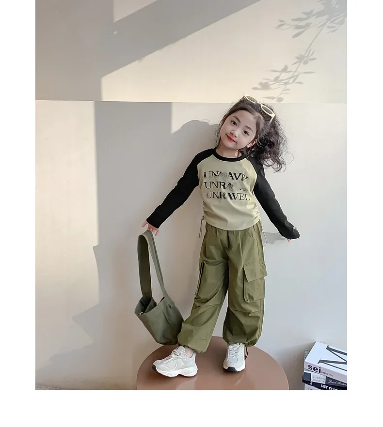 Girls Suits Spring and Autumn 2024 New Fashion Girls Spring Clothes Children Clothing Tooling Two-piece Set Fashion Clothes