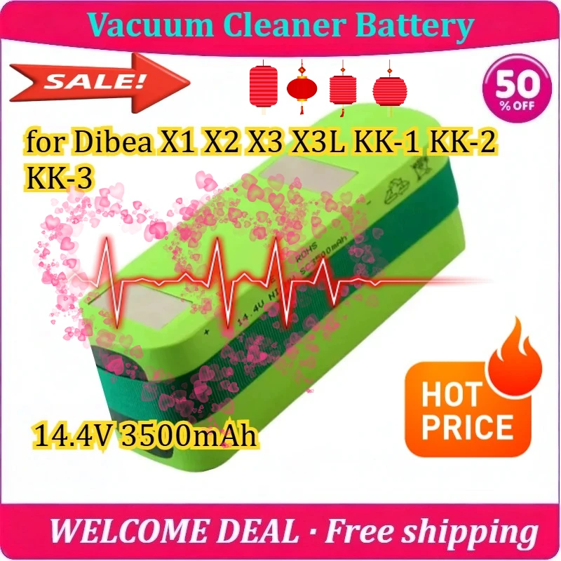 [New] for Dibea X1 X2 X3 X3L KK-1 KK-2 KK-3 14.4V 3500mAh Vacuum Cleaner Battery Lithium Battery
