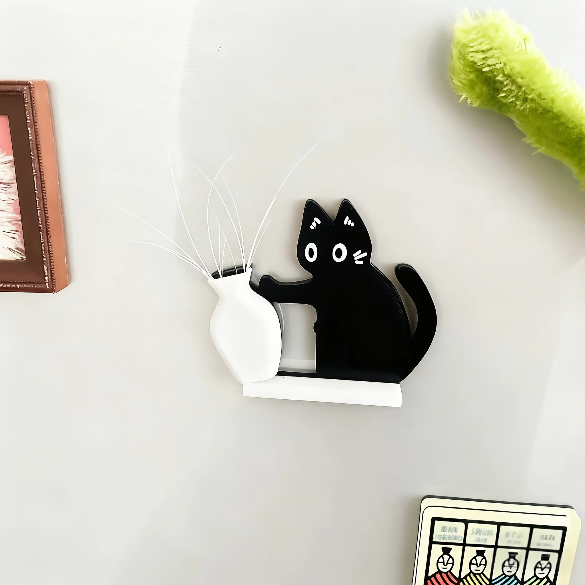 10pcs Kitten Pushing Bottle Acrylic Magnetic Fridge Magnet - For Storing Cat Whiskers or Flower Arrangements Gift for Cat Lovers