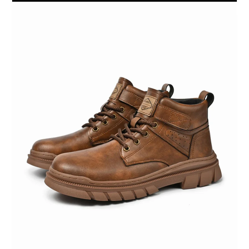 Outdoor Mountaineering Work Boots for Men: 2025 New Big Yellow Boots, High-Top Height-Increasing British Style Durable Work Shoe