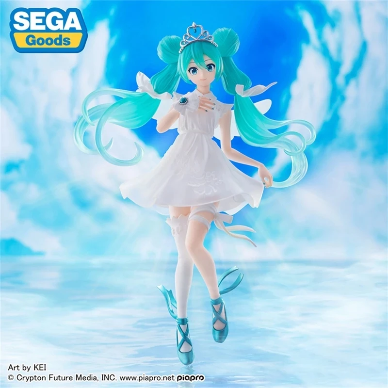 21CM Hatsune Miku Anime 15th Anniversary White Dress Angel Model Toy Sakura Base Gift Collection Aciton Figure PVC Boxed