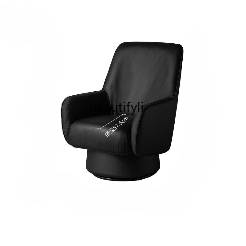 Rotating Couch Black Leather Single Leisure Chair Living Room 360 Degrees Lazy Bone Chair