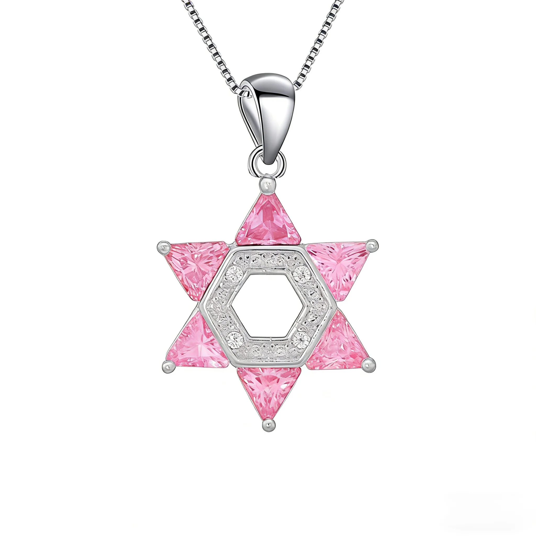 قلادة على شكل نجمة داود الملونة للنساء، قلادة سداسية أنيقة مع زركونيا مكعبة، هدية مجوهرات بوهيمية عصرية لـ