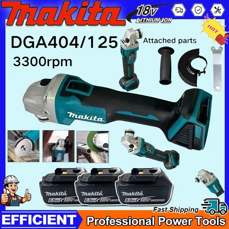 

Бесщеточная аккумуляторная угловая шлифовальная машина Makita DGA404 125/100 мм, высокомощная полировальная и отрезная машина
