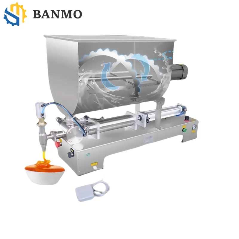 Pneumatic Piston Paste Filling Machine With U-Type Mixing Hopper Semi-Automatic Quantitative Sauce Filling Equipment