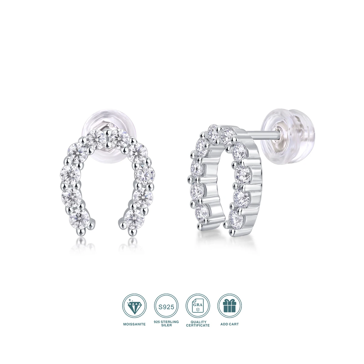 

1pair Moissanite Earrings Hoop Style 925 Sterling Silver 18K Gold Plated Elegant Jewelry for Women Comes with GRA Certificate
