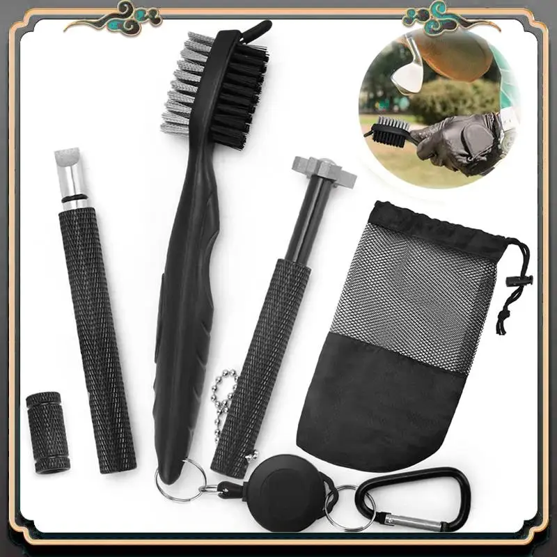 

Набор для чистки гольф-клуба премиум-класса, 2 шт., выдвижная щетка для гольфа и 4 точилки для канавок для гольф-клубов для U-образных и V-образных канавок