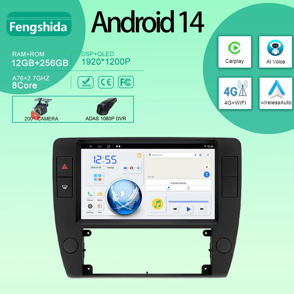 

Android Multimedia For Volkswagen Passat B5 2000 - 2005 Navigation GPS Carplay Radio Auto Screen 5G Wifi Multimedia No 2din DVD