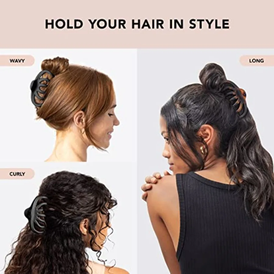 Заколки-когти осьминога для женщин. Симпатичные и стильные аксессуары для волос для повседневного использования. Идеально подходят для густых волос черного цвета и черепахи.