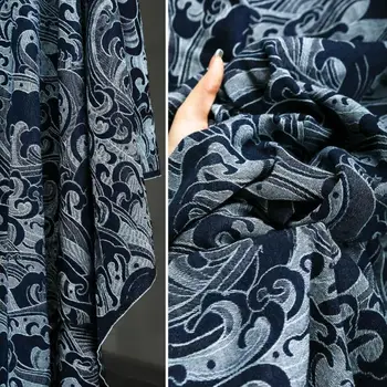 海軍藍梭織牛仔提花紋理牛仔創意服裝設計師布料 10 最佳銷售 牛仔布 - №6