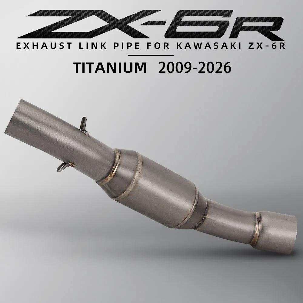 

ZX6R Exhaust Pipe For Kawasaki Ninja ZX-6R 2009-2026 Motorcycle Exhausts System Sport Racing Adapter Middle Tube Kit 51mm