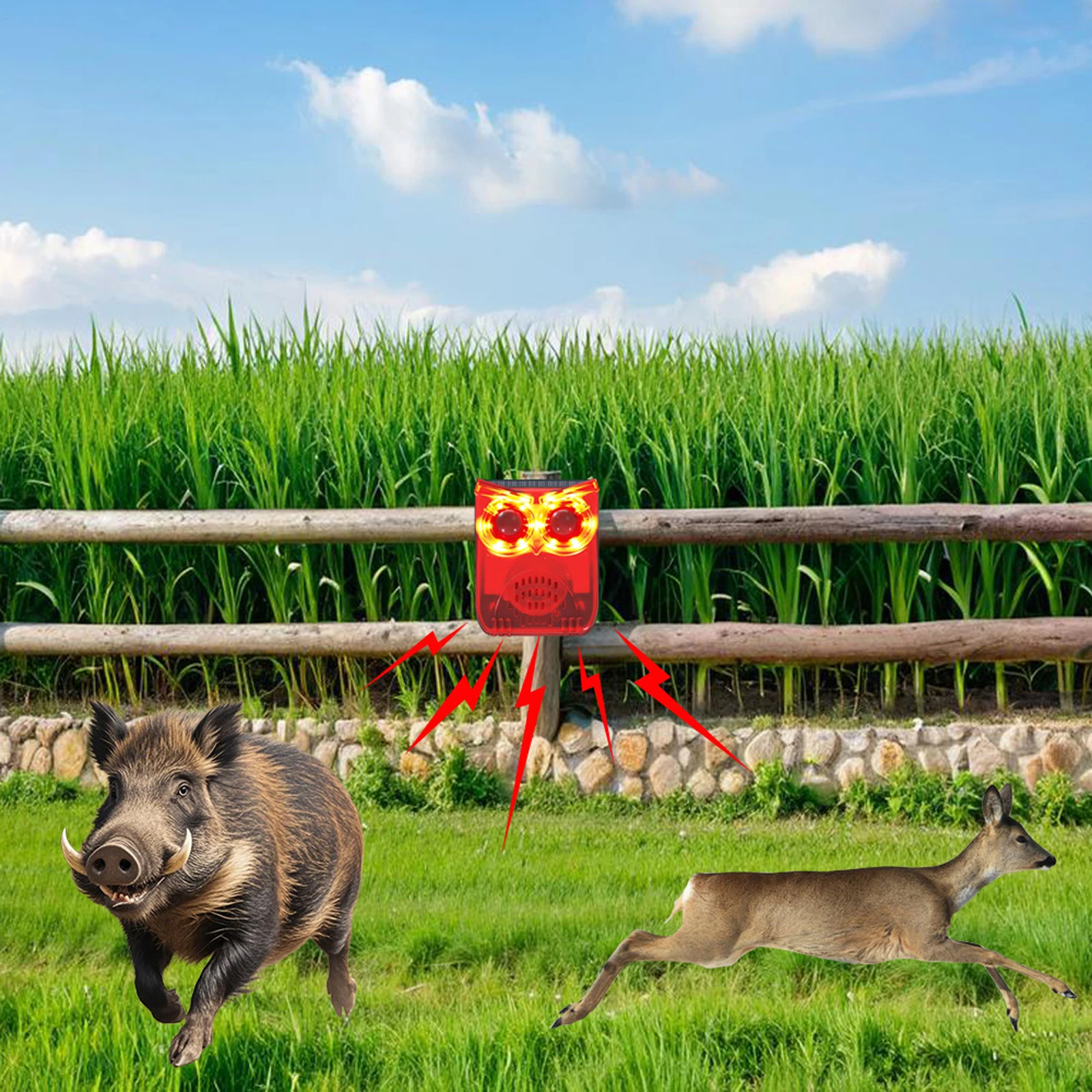 

Solar Motion Sensor Alarm Dog Barking&Gunshot Sound Home Security Alarm Animal Repeller Loud Noise Maker for Yard Farm Garden