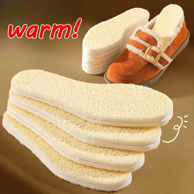 1-6pair Natural Thermal Insoles For Men & Women – Thickened Warm Winter Shoe Inserts, Soft Fleece-Lined Shoe Pads For Cold Days