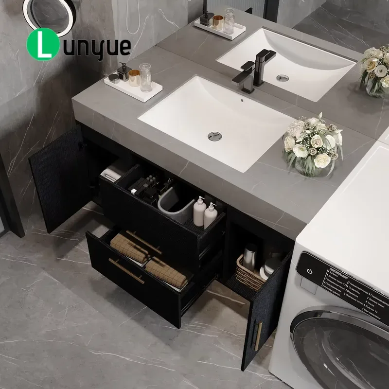 Plywood Bathroom Sink Cabinet Set with Basin Vanity Unit for Hotel Use Durable Waterproof Storage Furniture Modern Design