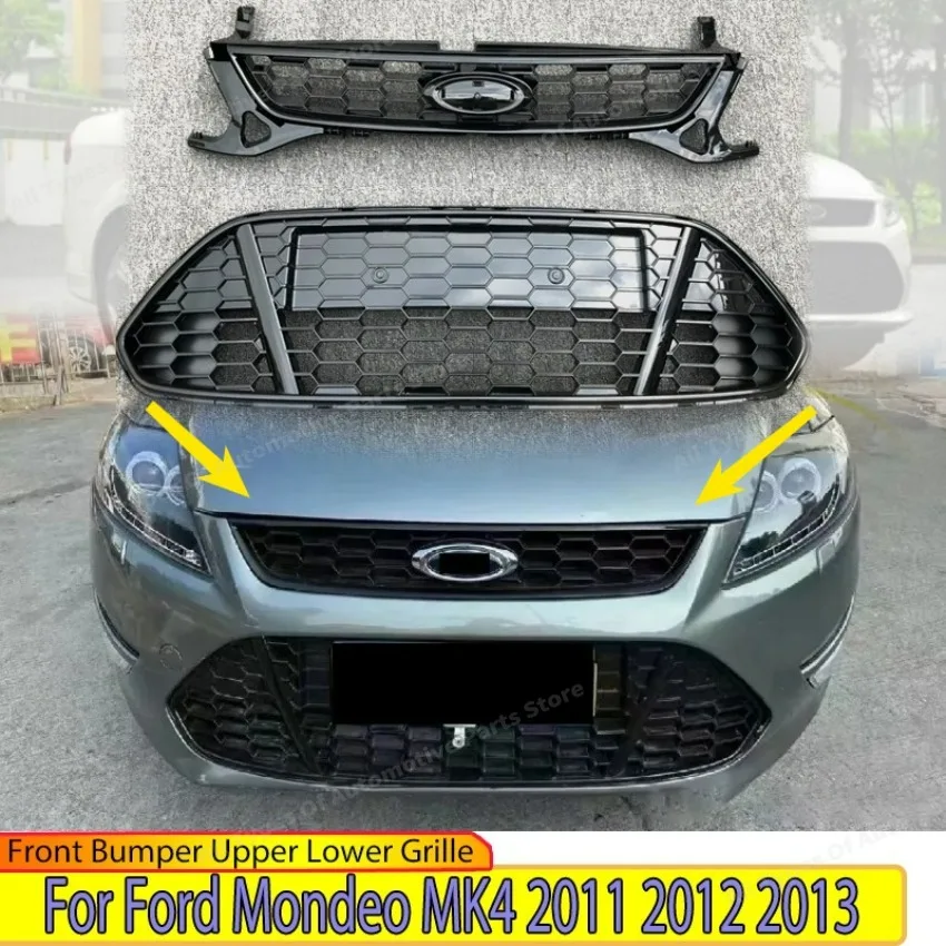 

Honeycomb Style for Ford Mondeo MK4 2011 2012 2013 Front Bumper Upper Lower Grille Air Intake Racing Grills Body Kit Tuning