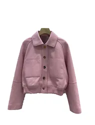 Chaqueta de piel de oveja de un solo pecho para mujer, ropa de moda, otoño e invierno, 2023, novedad de 1002