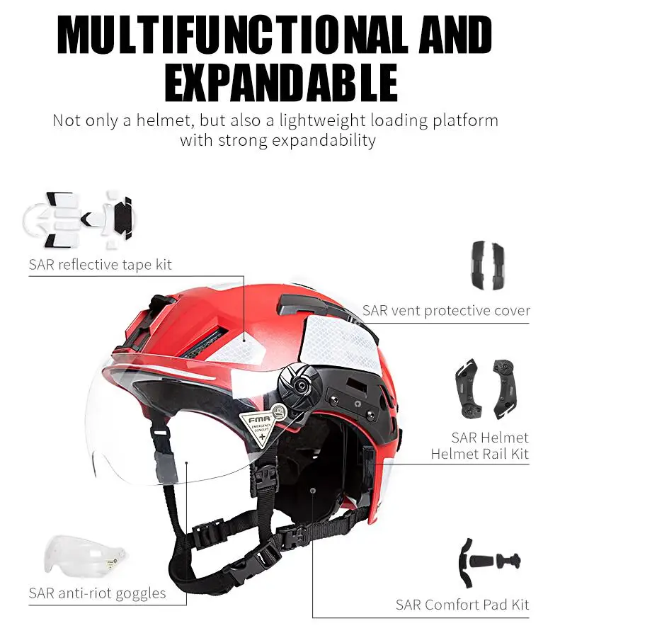 FMA Tactical EX Series Lightweight Helmet Rescue Search Protective Equipment Emergency Helmet TB1452