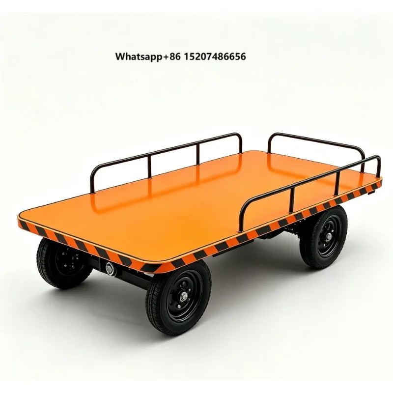 Non-standard Custom Remote Control Electric Flatbed Cart With Guardrail Industrial Warehouse Material Handling Platform Truck