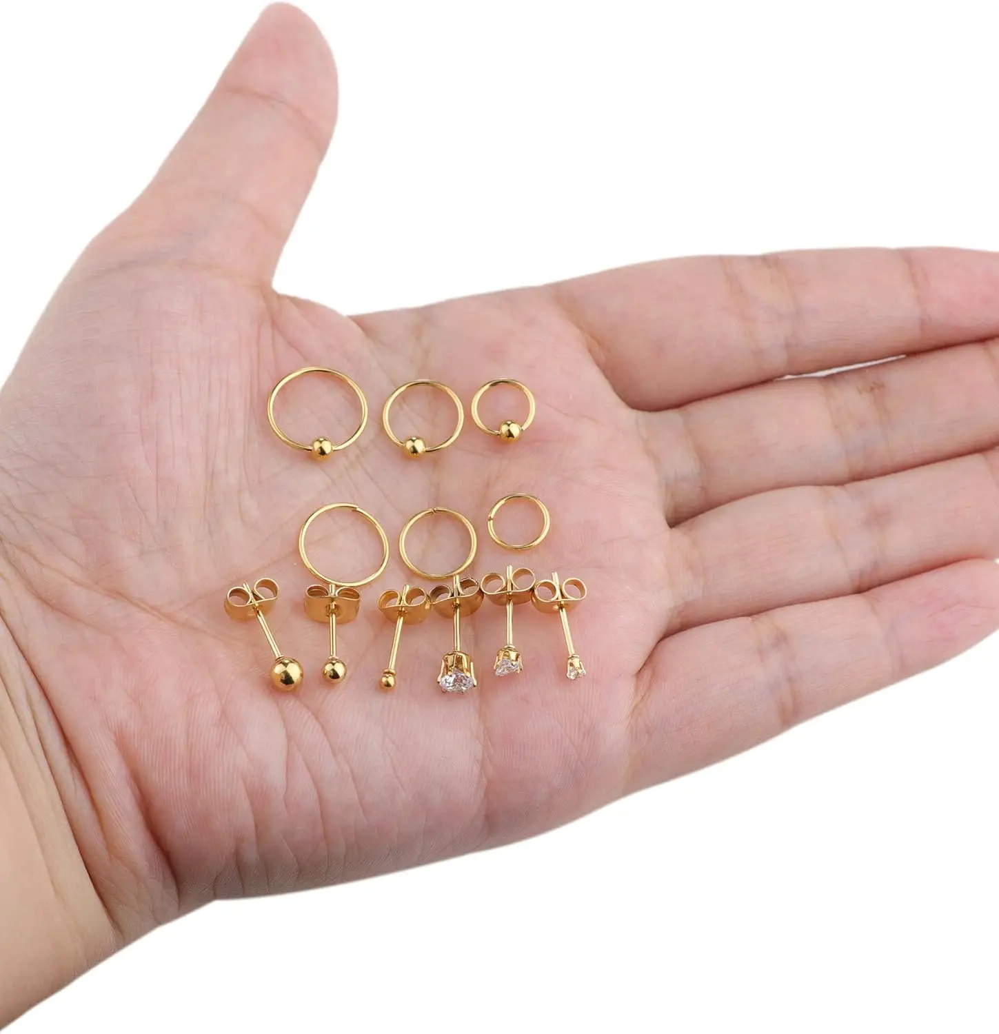 Women's Stainless Steel Stud Earrings, Gold/Silver