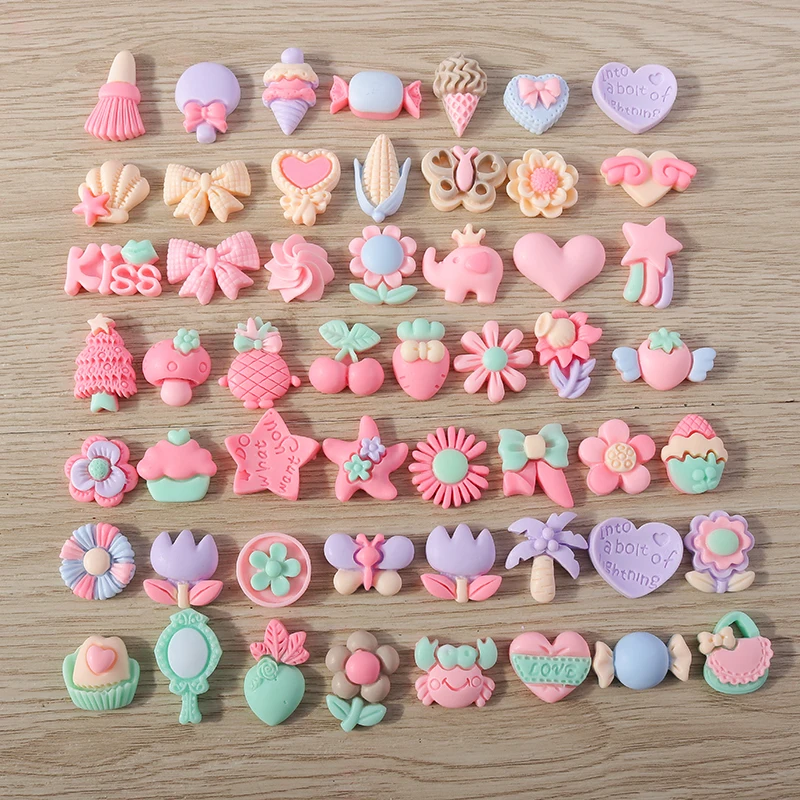 Tusember 15 قطعة سلسلة الوردي المختلط لطيف فراشة زهرة القوس القلب سحر الراتنج شقة الظهر DIY بها بنفسك جراب هاتف اكسسوارات الاطفال اللعب #3