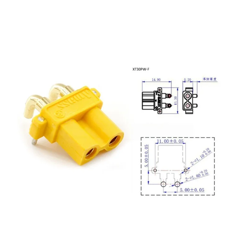 Amass XT30PW-M/F Genuine Gold-Plated Plug for Drone PCB Board Horizontal Lithium Battery Inverter Energy Storage Plug