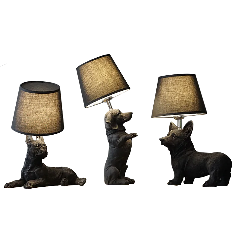 Imagem -04 - Criativos Animais Led Table Light Resina Cães Candeeiros de Mesa Lâmpada de Cabeceira do Quarto Sala de Iluminação Home Deco